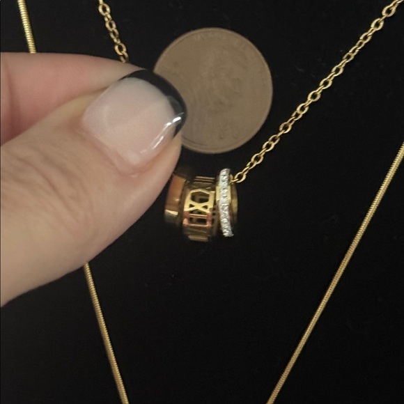 Three ring necklace, 18K GOLD PLATED STEEL - Picture 3 of 3